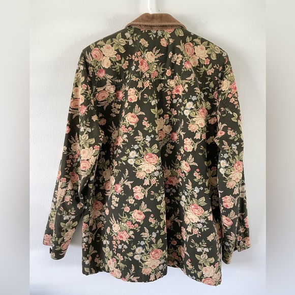 VINTAGE 90s RALPH LAUREN Floral Barn Coat Size M Jacket Chore Cottagecore - Picture 4 of 12